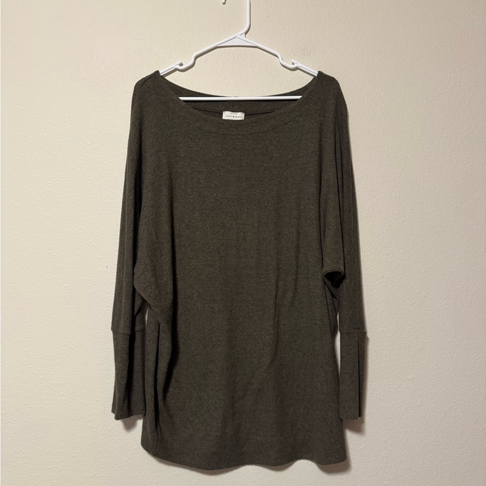 Lucky Brand Dark Olive Long Sleeve Top